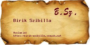 Birik Szibilla névjegykártya